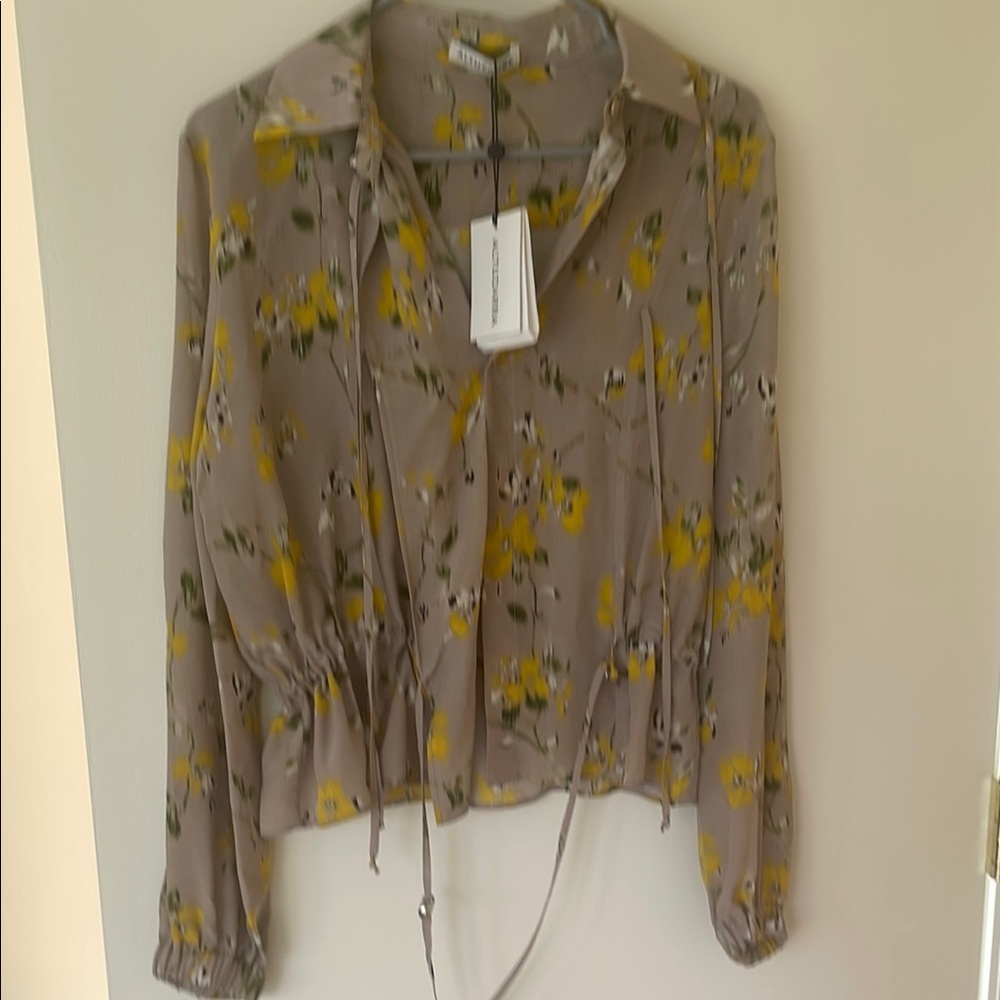Altuzarra Brown Long Sleeve Tie Front Blouse